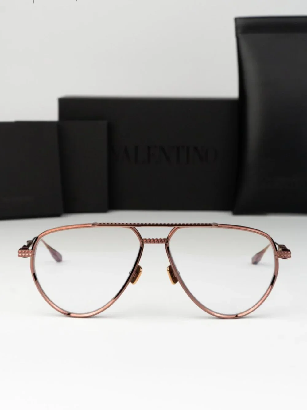 Valentino Women Eyeglasses Rose Gold Pilot V-STUD-II VLX-133 C NEW AUTHENTIC